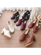 Sentaro British Style Brogue Low and Medium Heel Shoes(6 Colours/Full Payment Without Shipping)